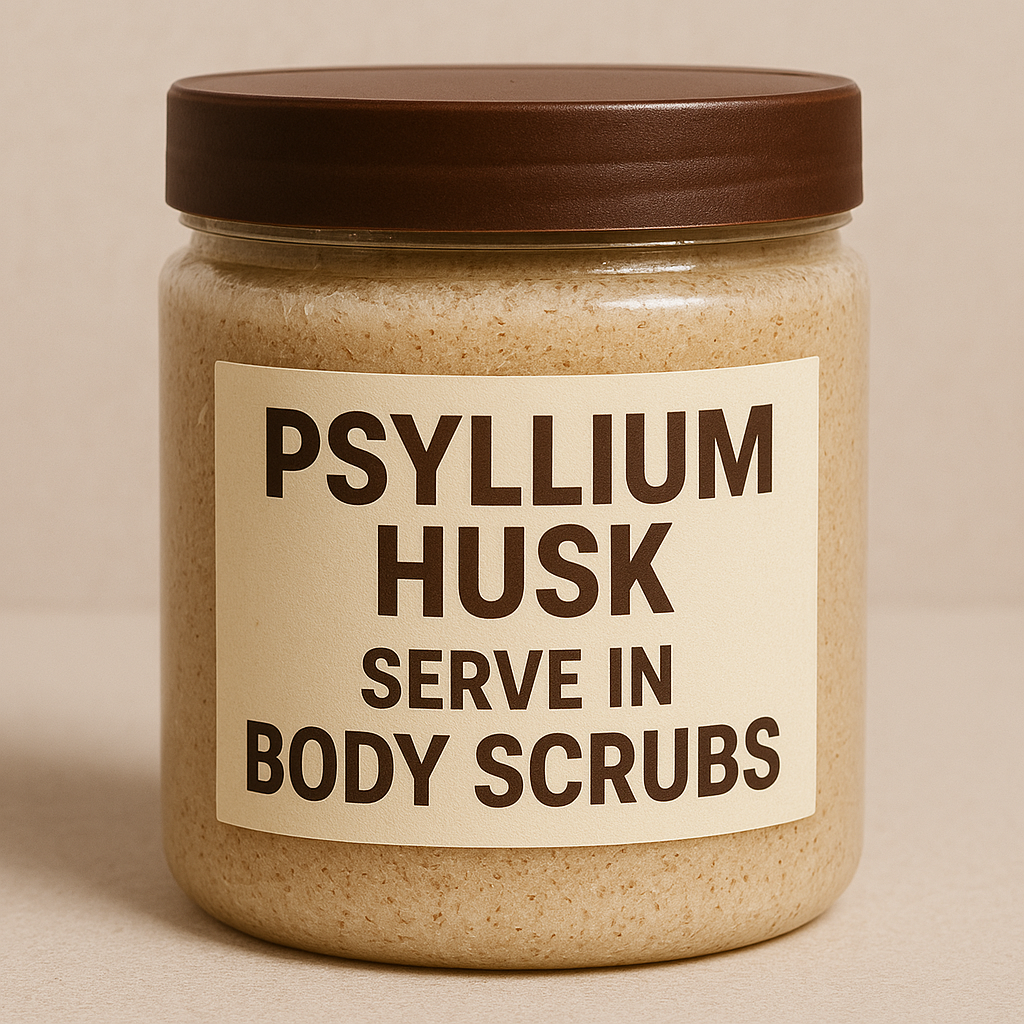 Cosmetic body-care scrub with psyllium husk