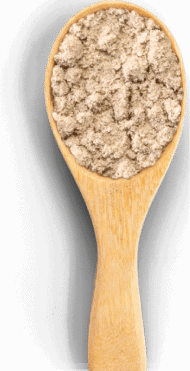 Wooden spoon with psyllium husk powder